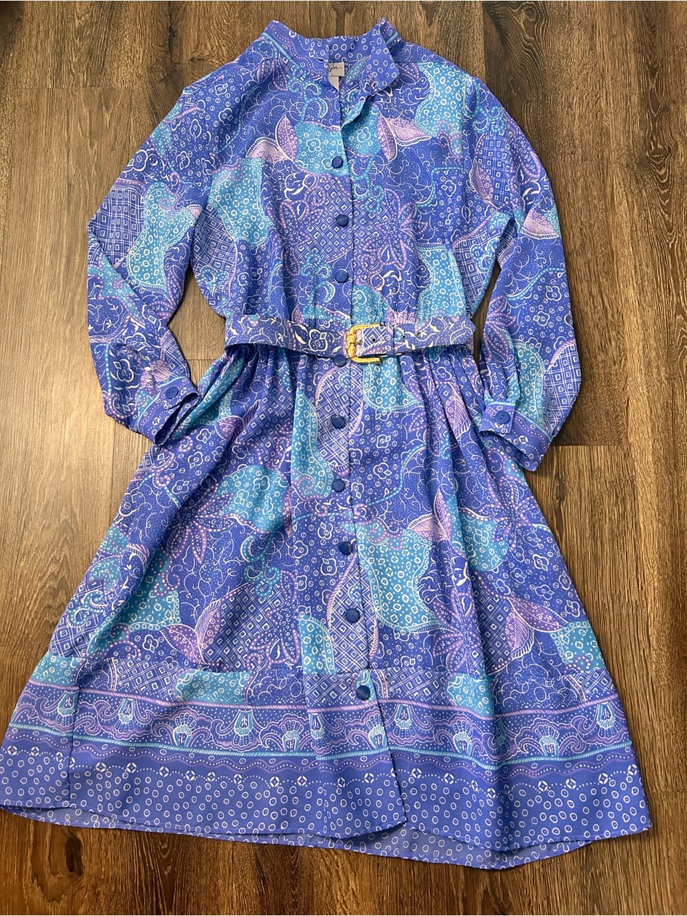 VTG 80S Justin Taylor Paisley Midi Dress Sz 12 Chic Old Stock Granma Cottagecore